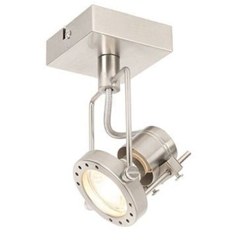 Qazqa – Applique murale 1 lumière H 105 mm – Acier rustique – Culot GU10 – Compatible variateur – Éclairage intérieur cuisine, salon, chambre