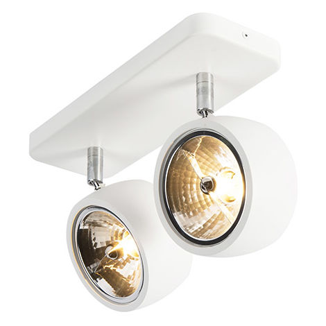 Plafonnier pivotant Spot de plafond 2 flammes Plafonnier LED salon argent,  aluminium noir, 2x LED 5W 330Lm blanc chaud, LxP 40,4x9 cm, ETC Shop:  lampes, mobilier, technologie. Tout d'une source.