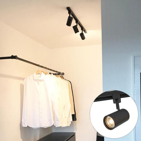 QAZQA jeana - Système de rail spot luminaire plafond, plafonnier compatible pour led - 3 lumière - L 1000 mm - Noir - Moderne - éclairage intérieur - Salon I Chambre I Cuisine I Salle à manger
