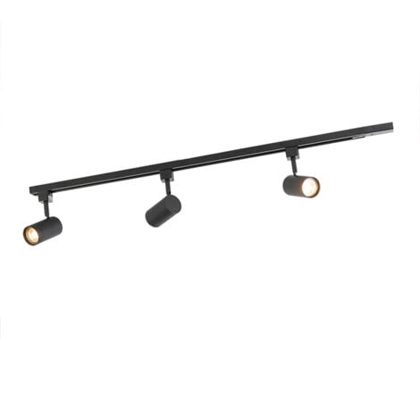 QAZQA jeana - Système de rail spot luminaire plafond, plafonnier compatible pour led - 3 lumière - L 1000 mm - Noir - Moderne - éclairage intérieur - Salon I Chambre I Cuisine I Salle à manger