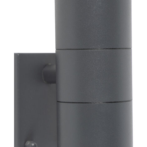 QAZQA duo - Eclairage exterieur avec detecteur de mouvement Moderne - 2  lumière - H 210 mm - Gris foncé - Moderne - Éclairage extérieur