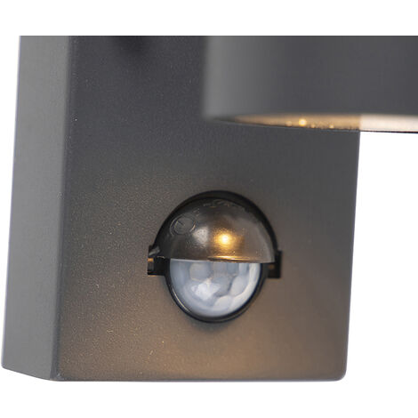 Qazqa hortus - LED Eclairage exterieur avec detecteur de mouvement Moderne  - 1 lumière - Ø 215 mm - Noir - Moderne - Éclairage intérieur