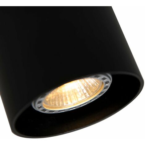QAZQA tubo - Spot plafond, plafonnier - 1 lumière - Ø 80 mm - Noir - Design, Moderne - éclairage intérieur - Salon I Chambre I Cuisine I Salle à manger