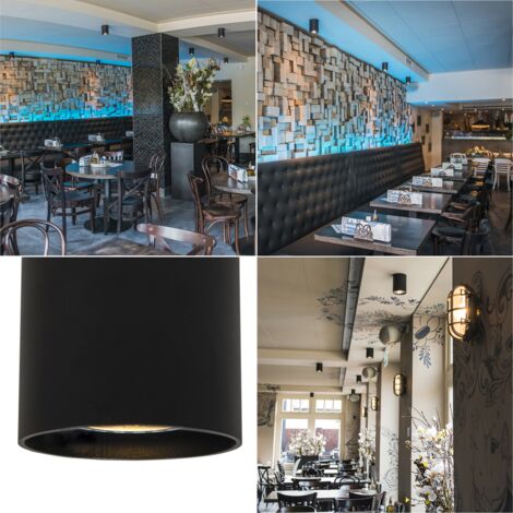 QAZQA tubo - Spot plafond, plafonnier - 1 lumière - Ø 80 mm - Noir - Design, Moderne - éclairage intérieur - Salon I Chambre I Cuisine I Salle à manger