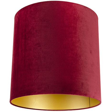 QAZQA cilinder velours - Abatjour - Ø 400 mm - Rouge -