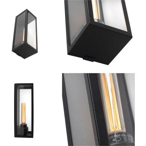 QAZQA rotterdam - Applique murale - 1 lumière - L 122 mm - Noir - Moderne - éclairage extérieur