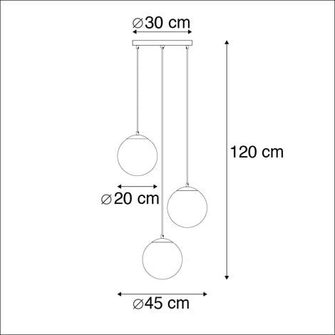 QAZQA pallon - Suspension - 3 lumière - Ø 450 mm - Doré/Laiton - Art Deco - éclairage intérieur - Salon I Chambre