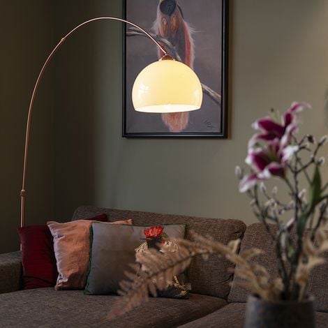 QAZQA arc-basic - Lampe arquée - 1 lumière - H 1700 mm - Cuivre - Rustique, Moderne - éclairage intérieur - Salon