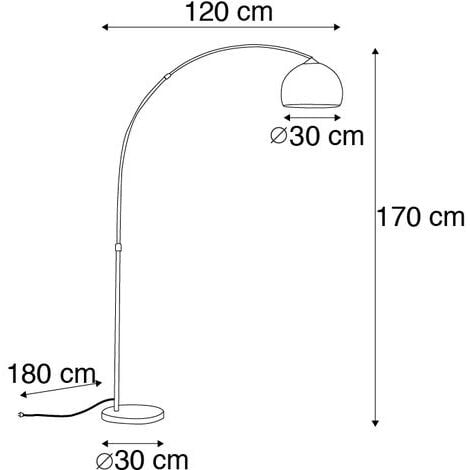 QAZQA arc-basic - Lampe arquée - 1 lumière - H 1700 mm - Cuivre - Rustique, Moderne - éclairage intérieur - Salon
