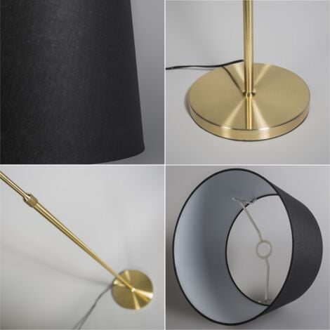 QAZQA Parte - Lampe sur pied réglable - 1 lumière - H 168 mm - Noir et Or - Classique/Antique - éclairage intérieur - Salon I Chambre