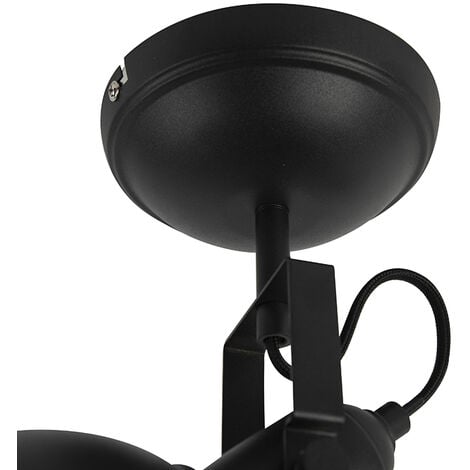 QAZQA tommy sl - Spot plafond, plafonnier - 1 lumière - L 19 cm - Noir - Rustique - éclairage intérieur - Salon I Chambre I Cuisine I Salle à manger