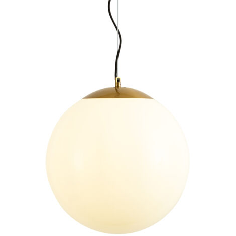 Qazqa – Suspension scandinave en verre opale 40 cm – 1 lumière – Ø 40 cm – Blanc – Hauteur 140 cm – Longueur 100 cm – Culot E27