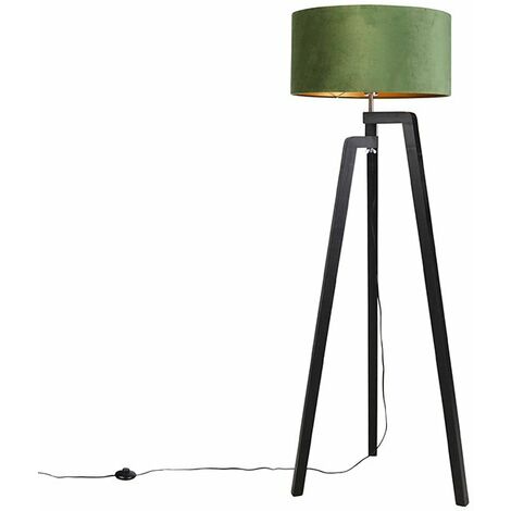 QAZQA puros - Lampadaire avec Abat-Jour - 1 lumière - H 1510 mm - Vert - Rustique - éclairage intérieur - Salon I Chambre (1/4)