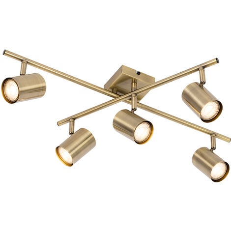 QAZQA jeana - Spot plafond, plafonnier - 5 lumière - L 62 cm - Bronze - Moderne - éclairage intérieur - Salon I Chambre I Cuisine I Salle à manger