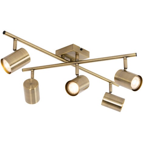 QAZQA jeana - Spot plafond, plafonnier - 5 lumière - L 62 cm - Bronze - Moderne - éclairage intérieur - Salon I Chambre I Cuisine I Salle à manger