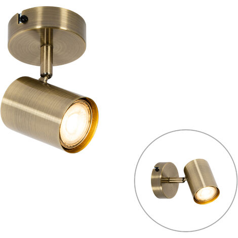 Qazqa – Spot encastré moderne inclinable en acier bronze – Dimmable – Culot GU10 – Dimensions 13x9,5x8cm – Pour cuisine et bureau