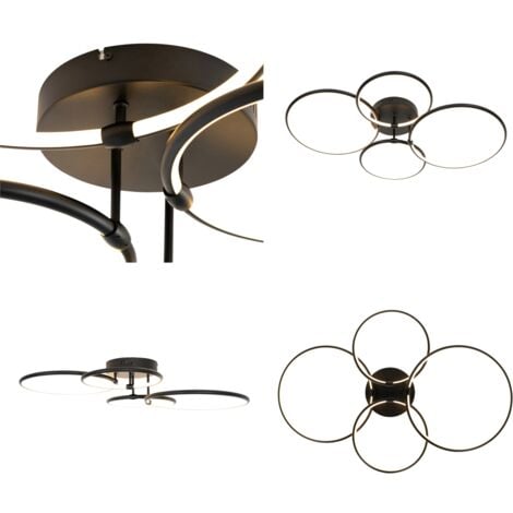 QAZQA joaniqa - LED Dimmable Plafonnier variateur inclus - 4 lumière - L 91.8 cm - Noir - Moderne - éclairage intérieur - Salon I Chambre I Cuisine I Salle à manger