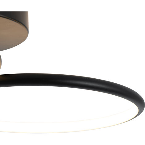 QAZQA joaniqa - LED Dimmable Plafonnier variateur inclus - 2 lumière - L 61.8 cm - Noir - Moderne - éclairage intérieur - Salon I Chambre I Cuisine I Salle à manger