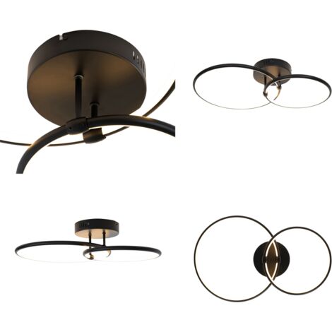 QAZQA joaniqa - LED Dimmable Plafonnier variateur inclus - 2 lumière - L 61.8 cm - Noir - Moderne - éclairage intérieur - Salon I Chambre I Cuisine I Salle à manger