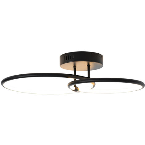 QAZQA joaniqa - LED Dimmable Plafonnier variateur inclus - 2 lumière - L 61.8 cm - Noir - Moderne - éclairage intérieur - Salon I Chambre I Cuisine I Salle à manger