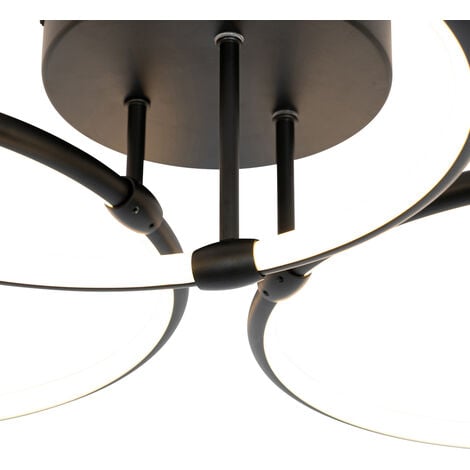 QAZQA joaniqa - LED Dimmable Plafonnier variateur inclus - 3 lumière - L 77.7 cm - Noir - Moderne - éclairage intérieur - Salon I Chambre I Cuisine I Salle à manger