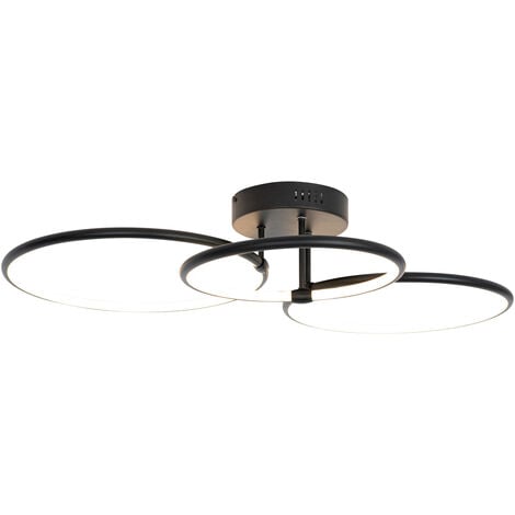 QAZQA joaniqa - LED Dimmable Plafonnier variateur inclus - 3 lumière - L 77.7 cm - Noir - Moderne - éclairage intérieur - Salon I Chambre I Cuisine I Salle à manger