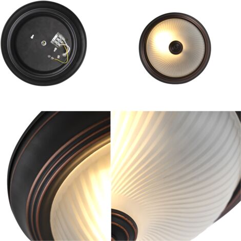 QAZQA classico - Plafonnier - 1 lumière - Ø 280 mm - Marron - Classique/Antique, Rustique - éclairage intérieur - Salon I Chambre I Cuisine I Salle à manger