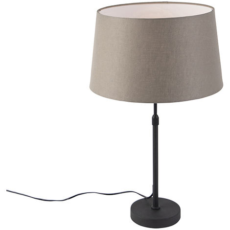 Lampe de chevet, chambre, lampe à poser, salon, beige Lampe à poser, 30 cm,  nickel mat, lin couleur sable, 1x douille E14, D 14 cm