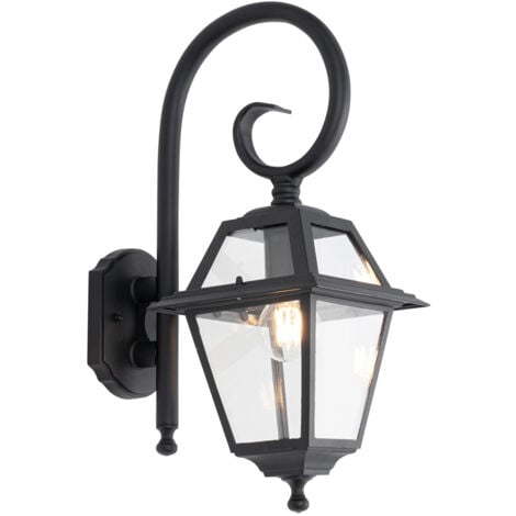 QAZQA berta - Applique murale - 1 lumière - H 48.3 cm - Noir - Classique/Antique - éclairage extérieur
