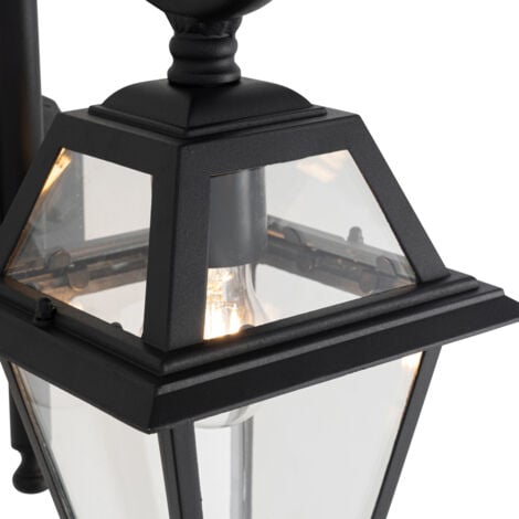QAZQA berta - Applique murale - 1 lumière - H 48.3 cm - Noir - Classique/Antique - éclairage extérieur