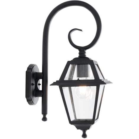 QAZQA berta - Applique murale - 1 lumière - H 48.3 cm - Noir - Classique/Antique - éclairage extérieur