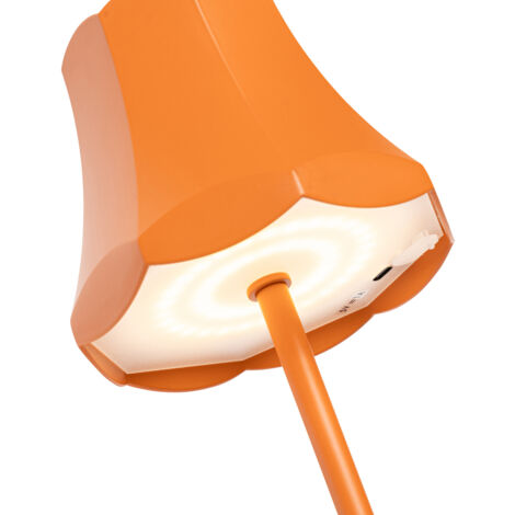 QAZQA granny retro - LED Dimmable Lampe de Table sans fil rechargeable usb variateur inclus - 1 lumière - Ø 11.6 cm - Orange - Rétro - éclairage extérieur