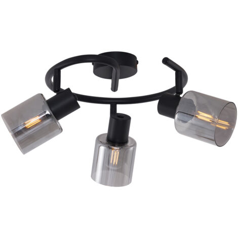 QAZQA cilin - Spot plafond, plafonnier - 3 lumière - Ø 29.5 cm - Noir - Moderne - éclairage intérieur - Salon I Chambre I Cuisine I Salle à manger (1/5)