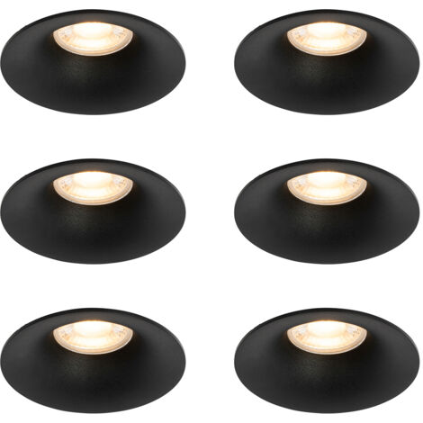 QAZQA gijs - Spot encastrable - 6 pièces - Ø 9.5 cm - Noir - Moderne - éclairage intérieur - Salon I Chambre I Cuisine I Salle à manger (1/4)