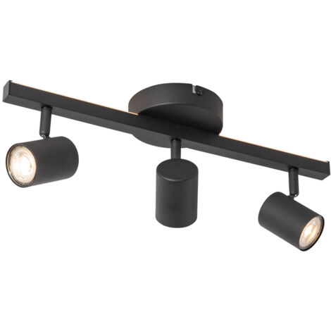 Spot Plafond QAZQA Falo – 1 Lumière GU10, 10.8 Cm, Noir Mat – Éclairage Moderne Cuisine Salon Chambre – Dimmable