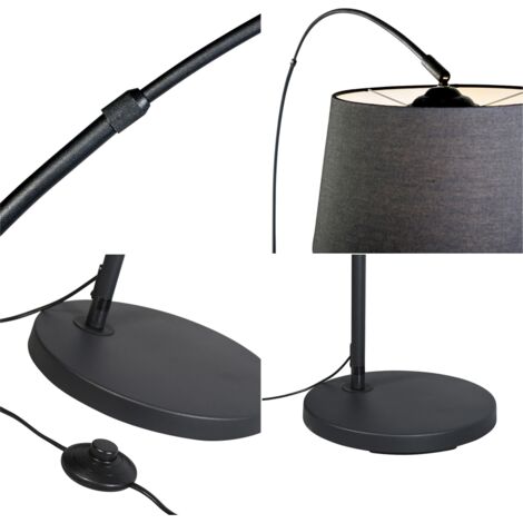 QAZQA arc - Lampe arquée - 1 lumière - H 1700 mm - Noir - Moderne - éclairage intérieur - Salon