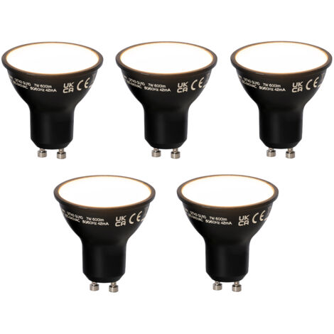 LUEDD Lot de 5 Lampe LED intelligente GU10 dimmable noire 7W 600 lm 3000K