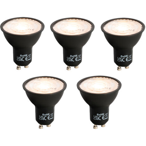 LUEDD Lot de 5 Ampoule LED GU10 à intensité variable noires 6W 500lm 2700K