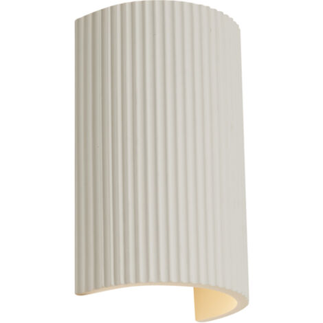 QAZQA plaster - Applique murale - 2 lumière - H 22 cm - Beige - Scandinave - éclairage intérieur - Salon I Chambre I Cuisine I Salle à manger