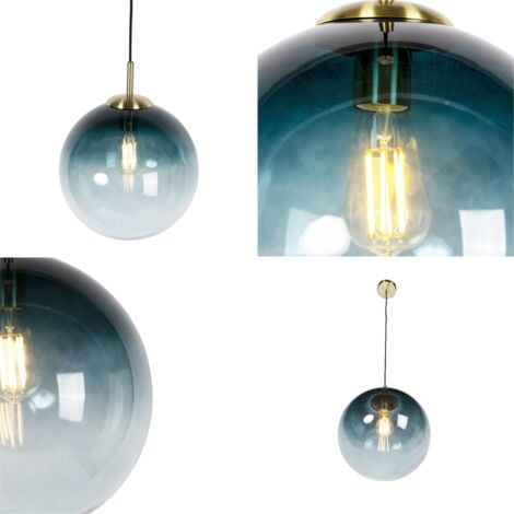 QAZQA pallon - Suspension multiples - 1 lumière - Ø 330 mm - Bleu - Art Deco - éclairage intérieur - Salon I Chambre I Cuisine I Salle à manger