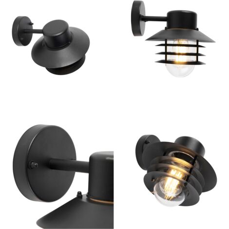 QAZQA prato - Applique murale - 1 lumière - L 220 mm - Noir - Moderne - éclairage extérieur