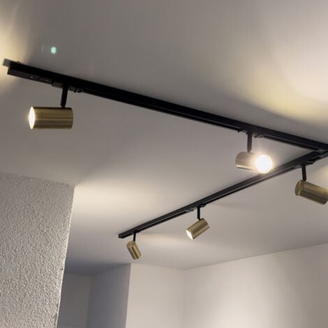 Spot Moderne Noir Pour Système De Rail Luminaire Plafond Compatible Pour Led - Monophasé 35 Mm