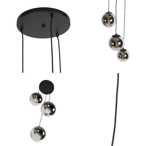 QAZQA pallon - Suspension - 3 lumière - Ø 45 cm - Argenté - Art Deco - éclairage intérieur - Salon I Chambre I Cuisine I Salle à manger