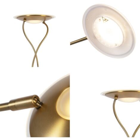 QAZQA lampadaire moderne doré avec bras de lecture avec led et variateur -  divo