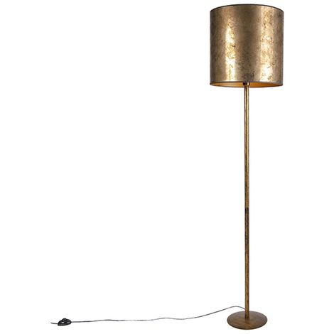 Lampadaire vintage doré avec abat-jour bronze ancien 40 cm - Simplo