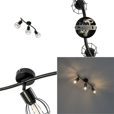 QAZQA botu - Plafonnier - 3 lumière - L 63 cm - Noir - Moderne - éclairage intérieur - Salon I Chambre I Cuisine I Salle à manger