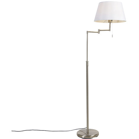 Lampadaire moderne pour salon hauteur 1m55 E27 100W maxi chrome avec  abatjour noir arcs