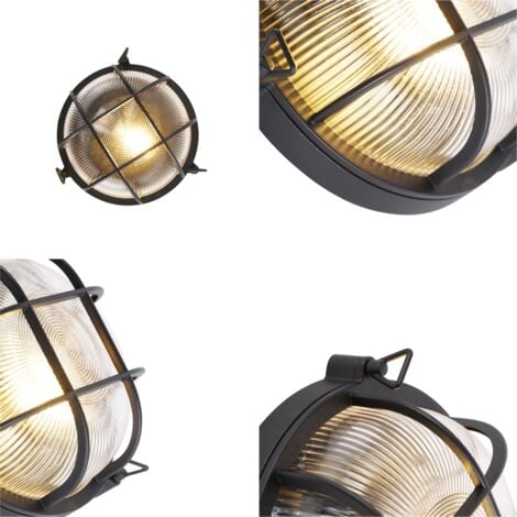 QAZQA nautica - Applique murale - 1 lumière - L 260 mm - Noir - Rustique - éclairage extérieur