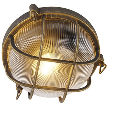 QAZQA nautica - Applique murale - 1 lumière - L 260 mm - Doré/Laiton - Rustique - éclairage extérieur - Garage / cellier