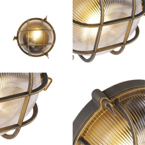QAZQA nautica - Applique murale - 1 lumière - L 260 mm - Doré/Laiton - Rustique - éclairage extérieur - Garage / cellier